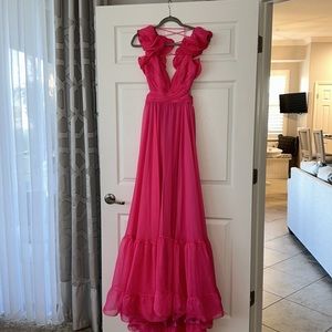 Mac Duggal Pink Ieena Cutout Chiffon Gown